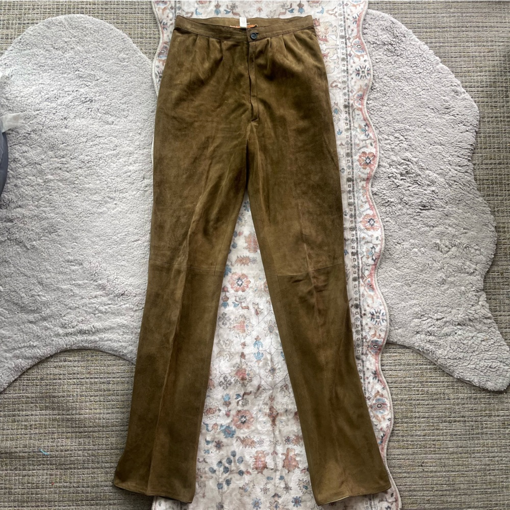 Roberto Cavalli Olive Brown Suede Vintage Pants